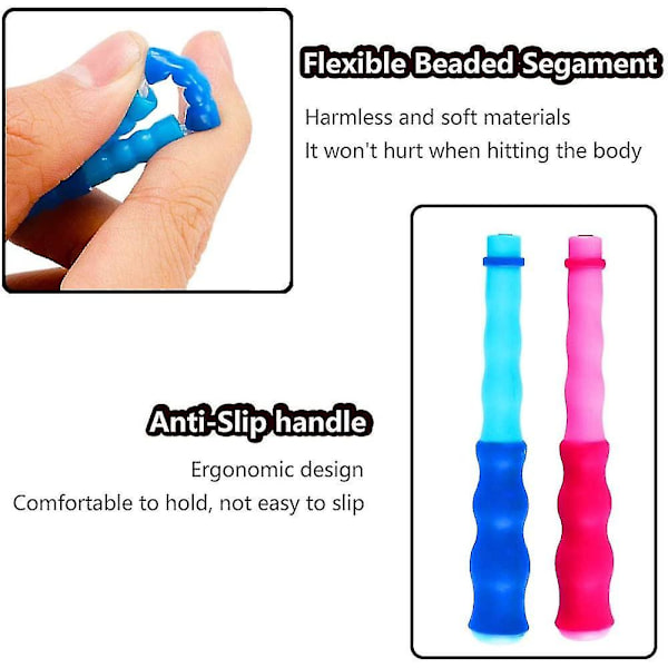 2-pack hopprep med mjuka pärlade segment - Justerbar för män, kvinnor och barn - Trasselfri för att hålla sig i form, träning, träning och så vidare - 9 fot4