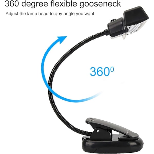 Musiikkitelineen valo, pianolamppu, 10 LED-orkesterivalo, USB-ladattava silmienhoitolamppu