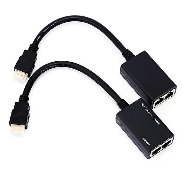 30M HDMI Over RJ45 CAT5e CAT6 LAN Ethernet Balun Extender Repeater Opptil 1080P 2024THO