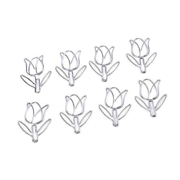 50 stk. Tulip Papirclips Sødt Lilla Tulip Design Holdbart Metal Bredt Anvendt Blomster Papirclips til No 2024THO