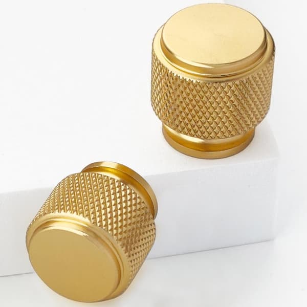 3-piece Cabinet Handle Set, 2.5 cm Cabinet Knobs, Gold Knurled Drawer Pulls (Gold).