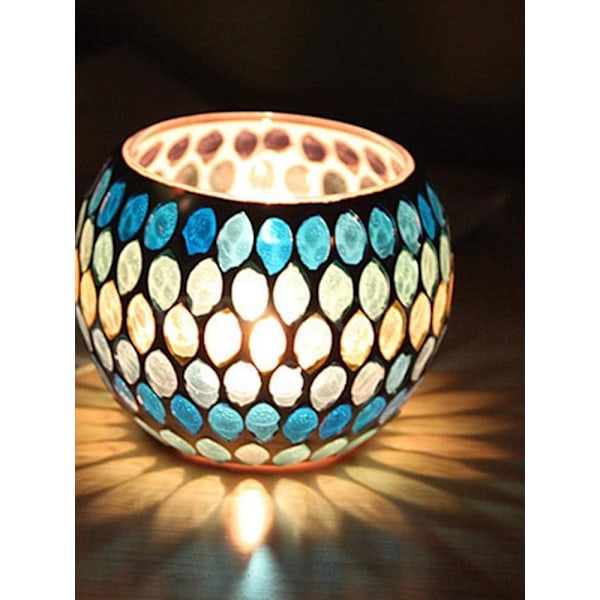 Mosaik Glas Ljusstake Vas Penhållare, Krackelerat Glas Mosaik Tealight Hållare, Heminredning