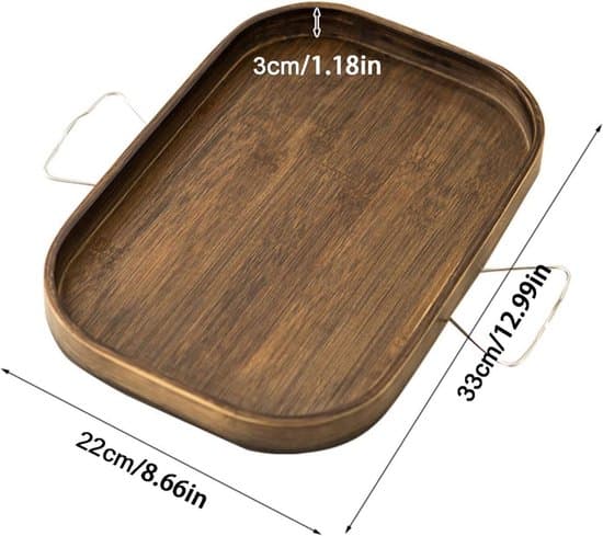 Bamboo Sofa Armrest Tray, Non-slip Clip-on Tray, for Drinks/Remote Control, 33x22x3cm, Brown