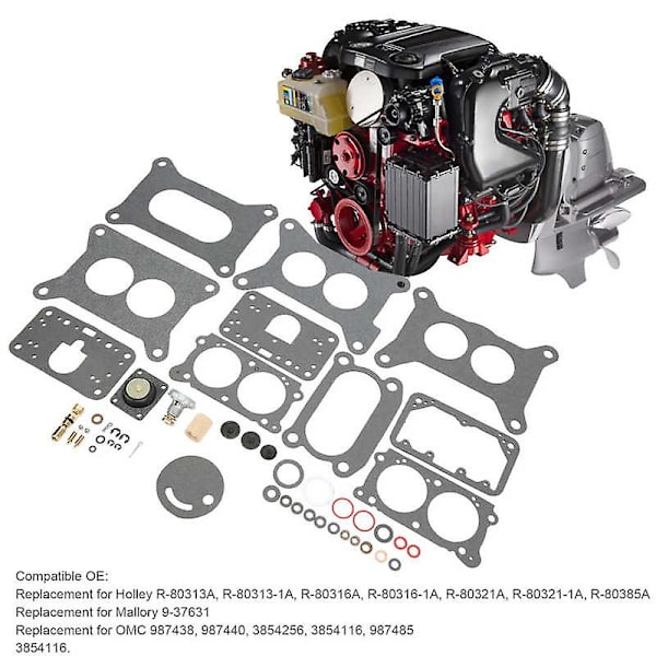 49-delt Marine Forgaser Reparationskit 987438 til Volvo Penta Holley 3.0 4.3 5.0 5.7 2bbl Carb Motorer 9-37631, r-80313a