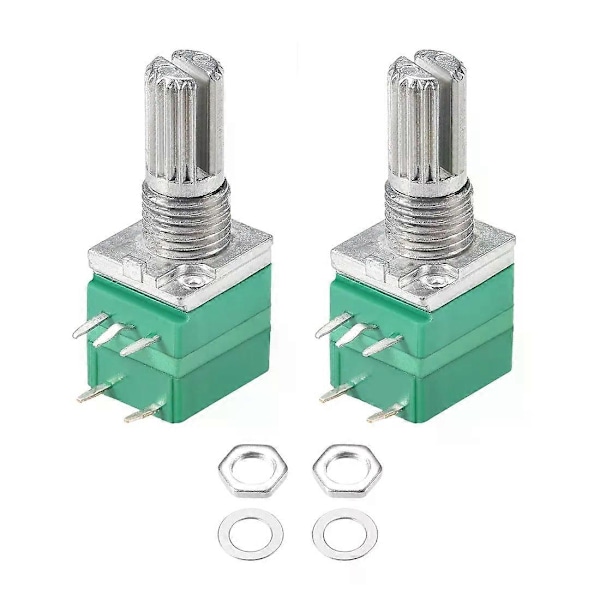 Uxcell 2st Potentiometer Med Strömbrytare B100K Ohm Variabla Motstånd Enkelvarv Rotary Kolfilm Taper RV097NS
