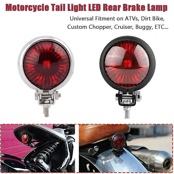 Moottoripyörän LED-takavalo Jarruvalo Moto LED-takavalo Bobber Chopper Cafe Musta