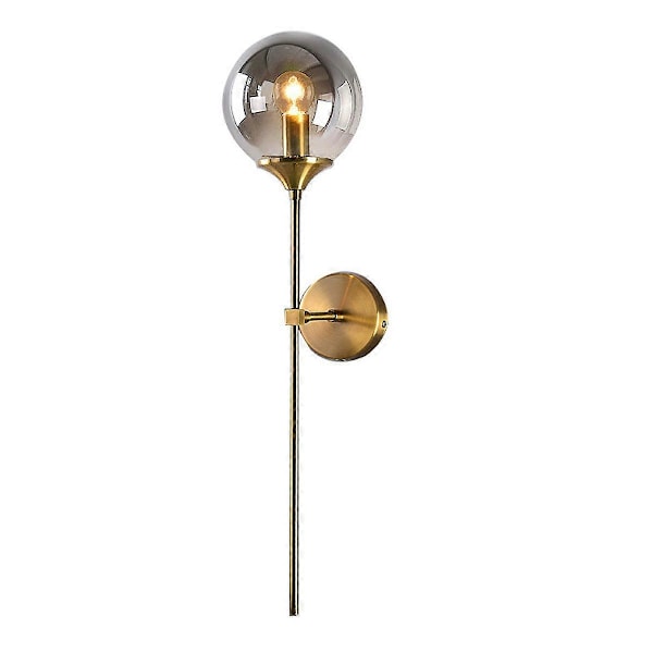 LED Indendørs Væglampe, E14 Guld Sengelampe, Amber Glas Kugle Væglampe til Soveværelse, Stue, Entré, Spisestue (Amber)