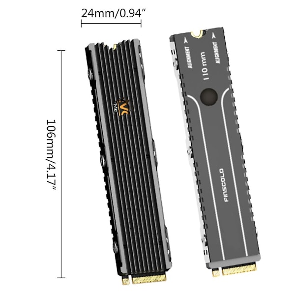 Aluminium för M.2 Cooler Heat Sink Heat Thermal Pads för NGFF NVME PCIE 22110 SSD