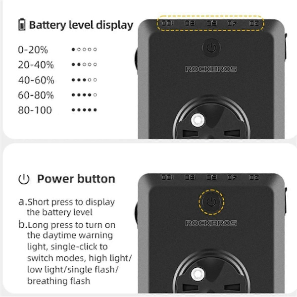 Type-C Latautuva Vedenkestävä Polkupyörän Ohjaustangon Taskulamppu 5000mAh Akulla