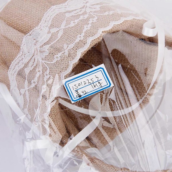 Rustikk Hessian Jute Sekk Blond Blomsterpikekurv + Putesett Bryllupsgave