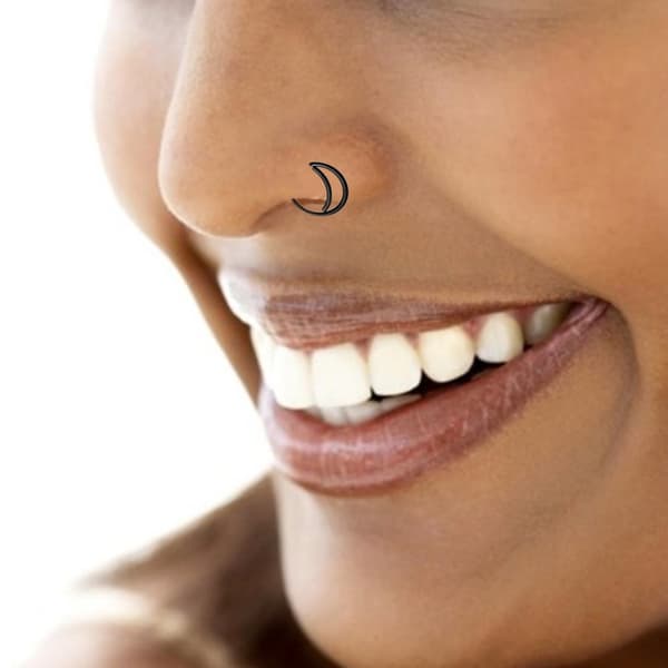 2-Pack Double Fake Piercing Nose Ring Septum Black Gold