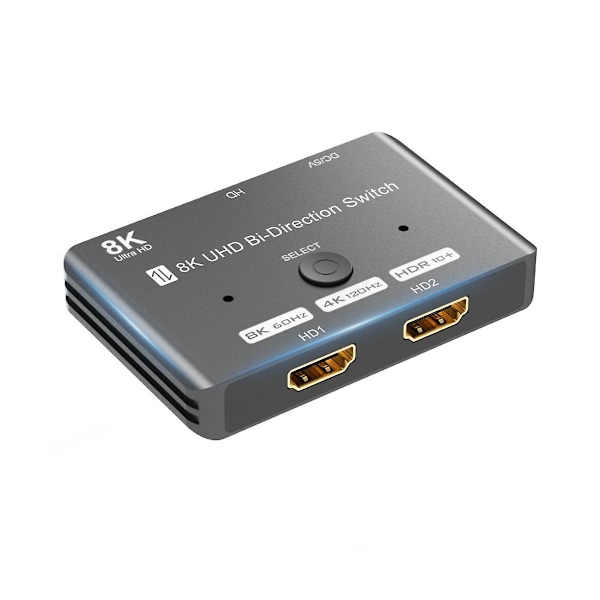8k UHD-kompatibel Switch 2 In 1 Ut/1 In 2 Ut Bidirektionell Hög Hastighet 48gbps Switcher Stöd 8