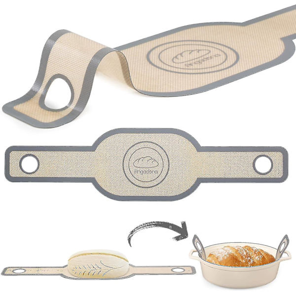 Silikon Brødslynge Oval, Non-Stick & Nem Rengøring Genanvendelig Oval Silikon Bagemåtte Til Hollandsk Ovn Med Lange Håndtag Surdejsbrød Bagemåtte Værktøjer S