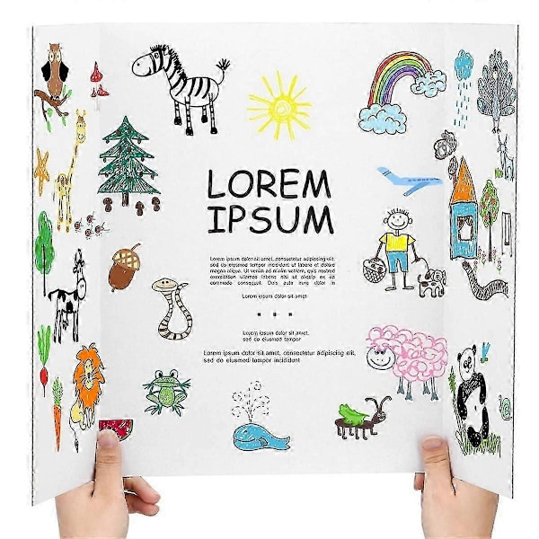 4 kpl Kolmiosainen julistetaulu, valkoinen julistetaulu mukana tarrakiinnikkeet, aaltopahvinen esittelytaulu M