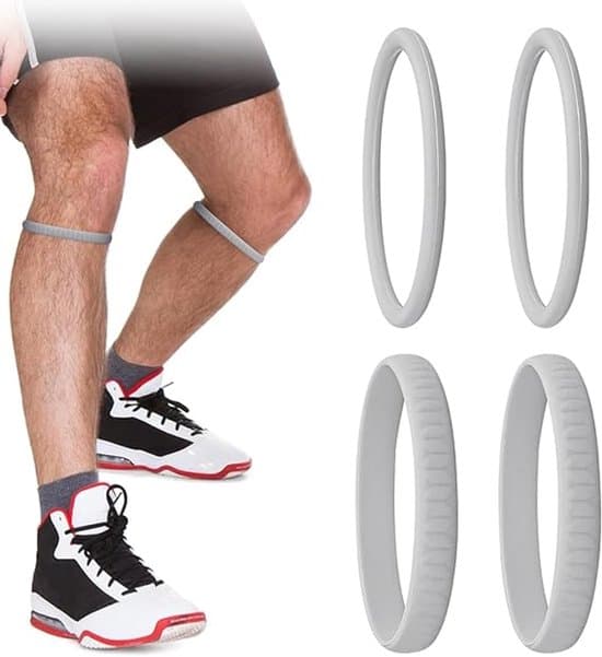 4-piece silicone knee band, patellar tendon support with fixing ring.