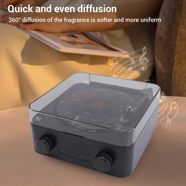 Portable Bluetooth Speakers, Stereo Speakers with Water Ripple Effect Lighting and Time Display, Retro Bluetooth Speaker, Retro Turntable