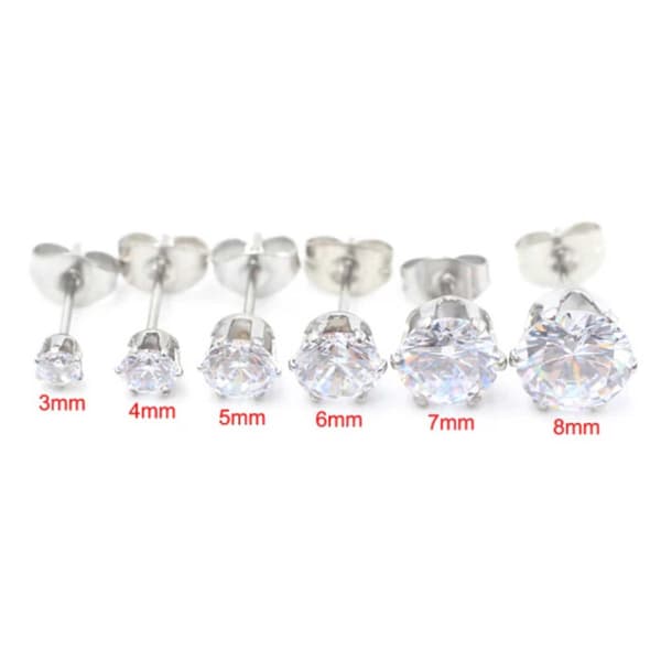 2-pack Silver Crystal Piercing Earring Piercing Jewelry – 8mm