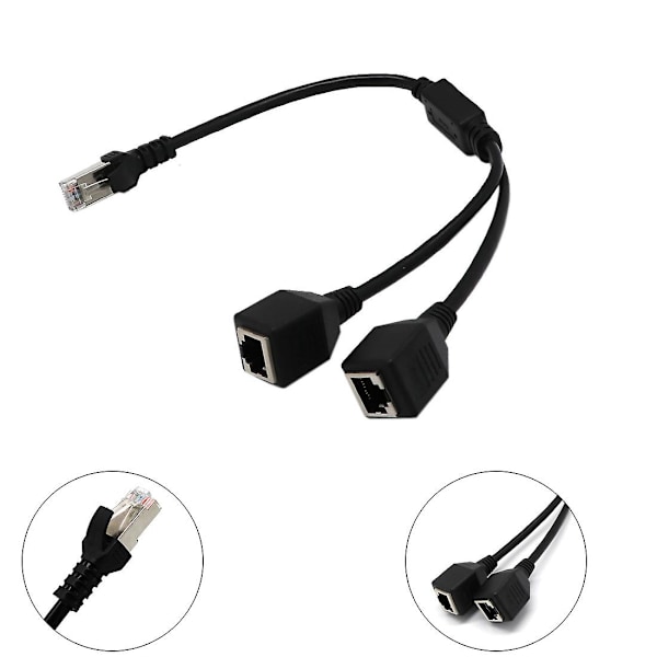 Ethernet-verkkojakaja, 1 uros - 2 naaras Y-sovitinkaapeli, Ethernet-jatkopistoke