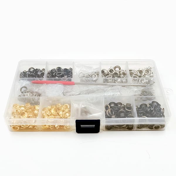 Eyelet Grommet Tool Kit med 440 sett 5 mm metallmaljer