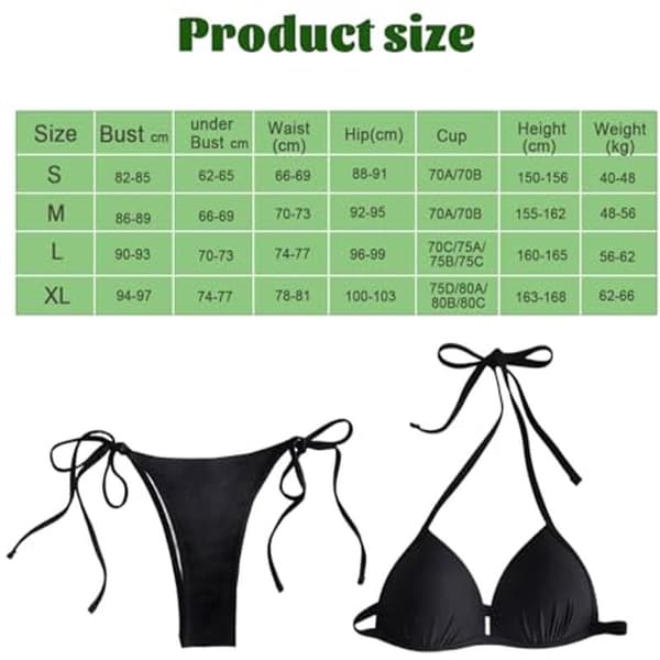 Two-Piece Bikini Set - Sexy Triangle Bikini Top with Push-Up Effect - Quick-Drying Design