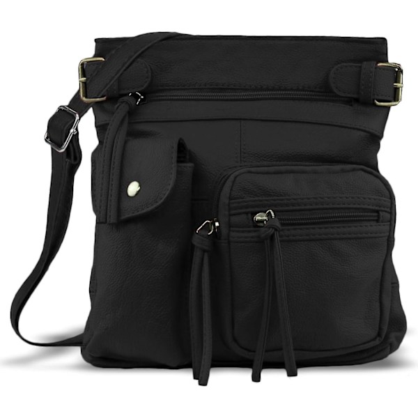 Äkta Läder Crossbody Väska - Supermjuk & Slitstark Crossbody Väska - FÄRG: Svart
