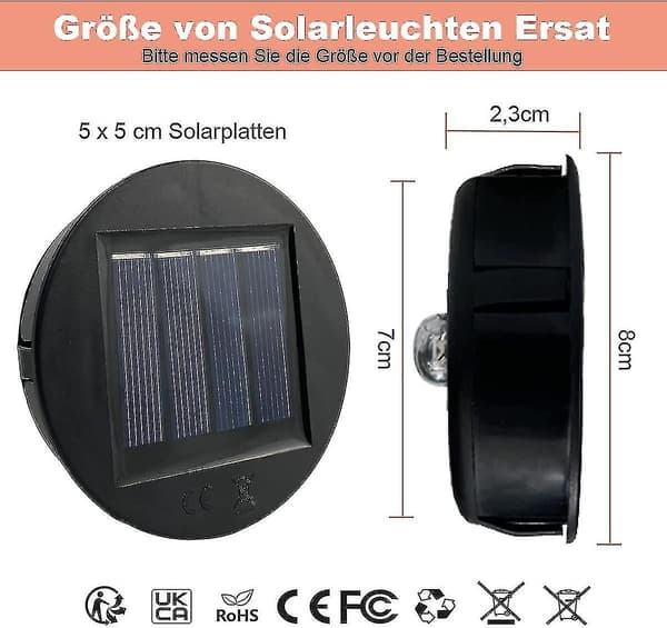 2-pak 8 cm Diameter Udskiftnings Solar Lamper (haoyi)-g