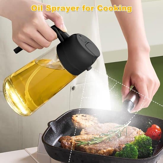 2-i-1 oljespray för airfryer 470 ml - för matlagning, stekning, grillning, sallader