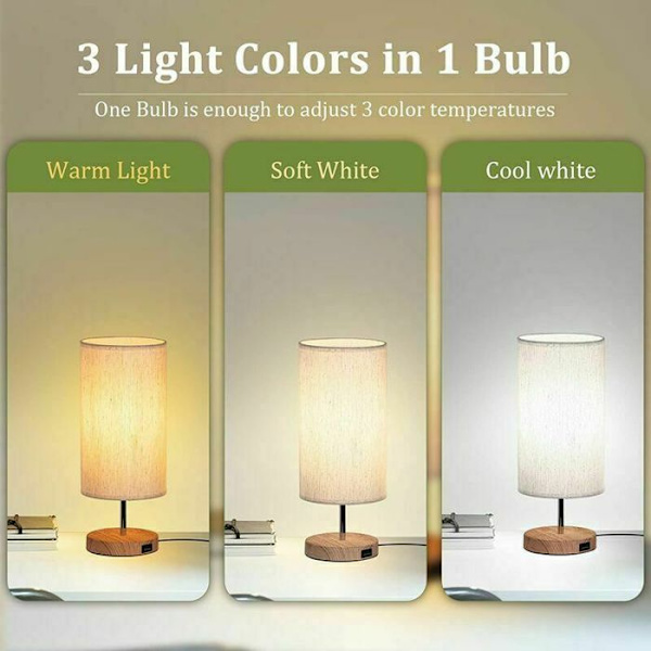 Bedside Lamp - Two-Piece Set - Touch Control - Three Color Temperatures - USB Interface