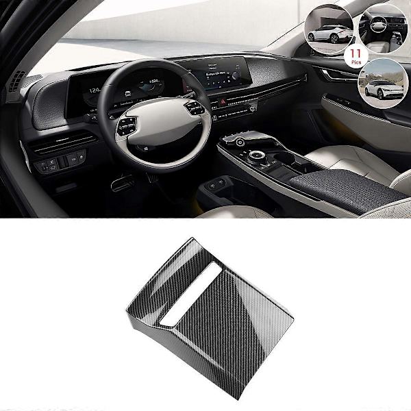 Bil Kulfiber Front USB Stik Ramme Anti-Sparkepanel Dækbeklædning til KIA EV6 2021 2022