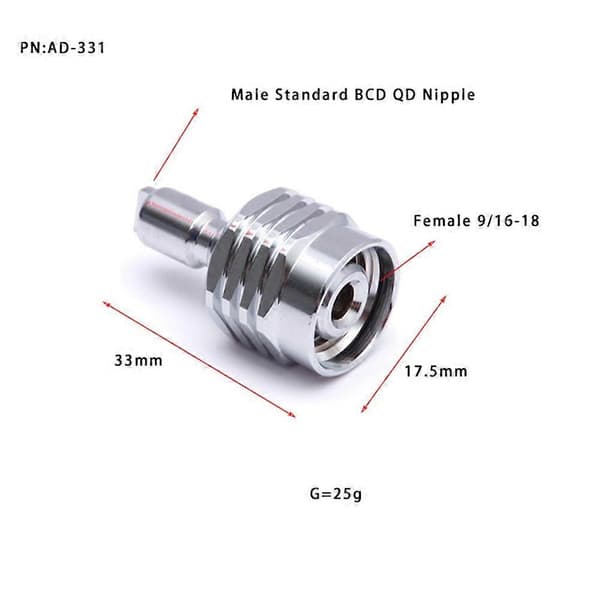 Dykkerregulator Adapterforbindelse BCD Han Hurtigudløsning til 9/16-18 Hun til Dykning
