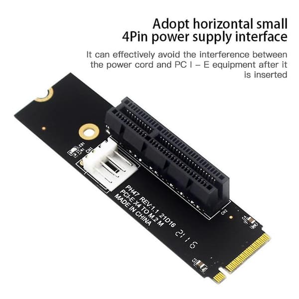Ngff M.2 till Pci-e 4x Riser-kort M2 M Key till Pcie X4 Adapter med LED-indikator Sata Power Riser för