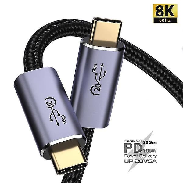 3m PD 100W USB-C 3.2 Gen2 Datakabel 8K/60Hz 20Gbps Højhastigheds Kabel til MacBook/iPad Pro