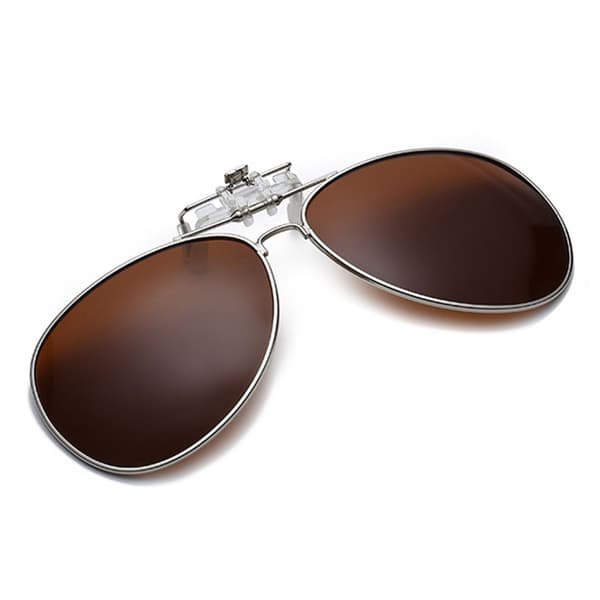 Clip-on Pilot Solbriller Brun – Festes på eksisterende briller!