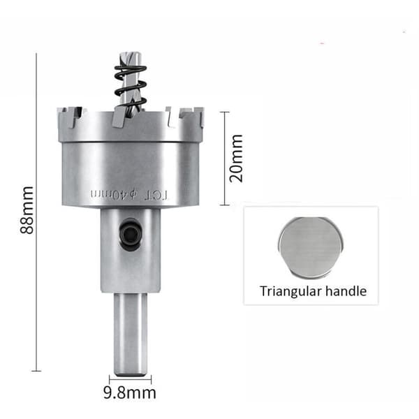 Hulsave i hårdmetal, 40 mm skærediameter til 0,5 mm-3 mm rustfrit stål