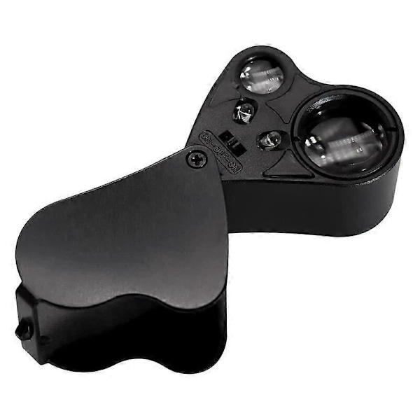 30X 60X Belyst Juvelerarlopp Förstoringsglas Vikbart Smyckesförstoringsglas med Stark LED-belysning För Ädelstenar