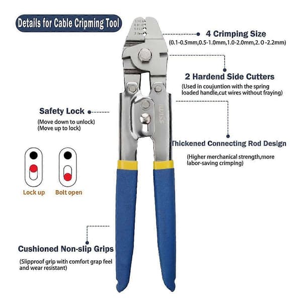 Wire Rope Crimping Tool, 50FT Wire Rope, Wire Crimping Tool Kit med 200PCS Aluminium Crimping Loop S