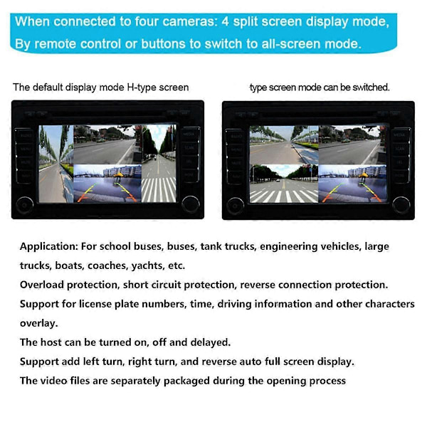 Mobil Digital Videodelare 4 Kanal Mini Videodelare 720P för Bussar Lastbilar Båtar Yachter Fordonsvideodelare
