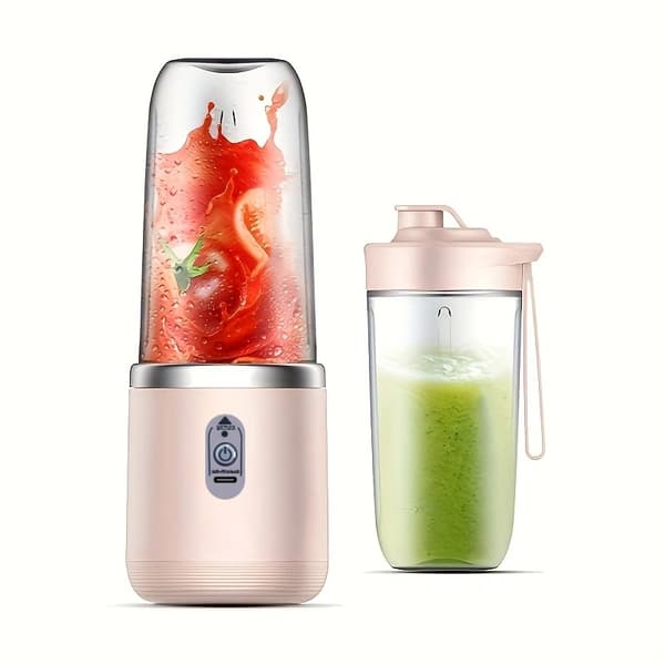 Portable Rechargeable Juicer with 6 Blades - Easy Lock, Compatible with Various Brands Pink