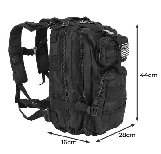 Military Bag / Backpack in Nylon, Black - 26 Liters