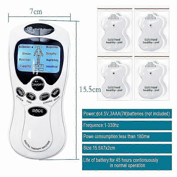 TENS-laite, EMS, 8-in-1-stimulaatio, kipuhoito, sähköterapiahieronta DHL