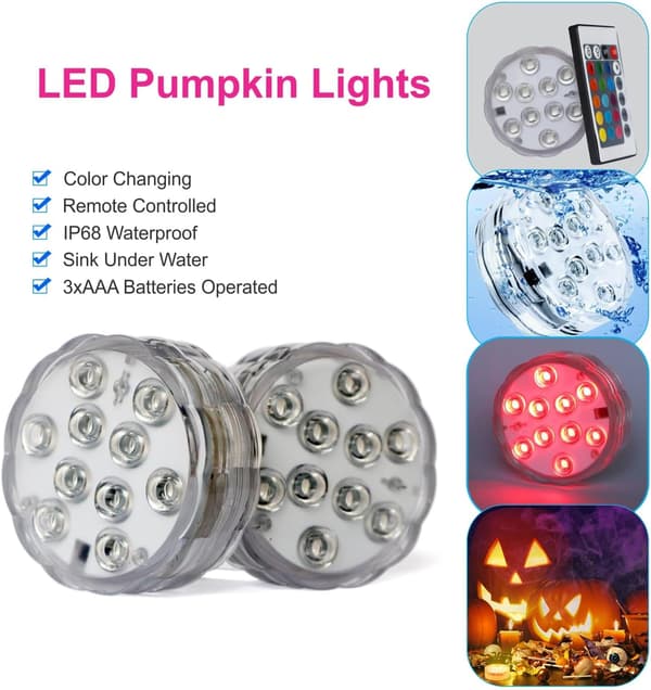 4-pack Battery-Powered Submersible RGB LED Pool Lights with Remote Control