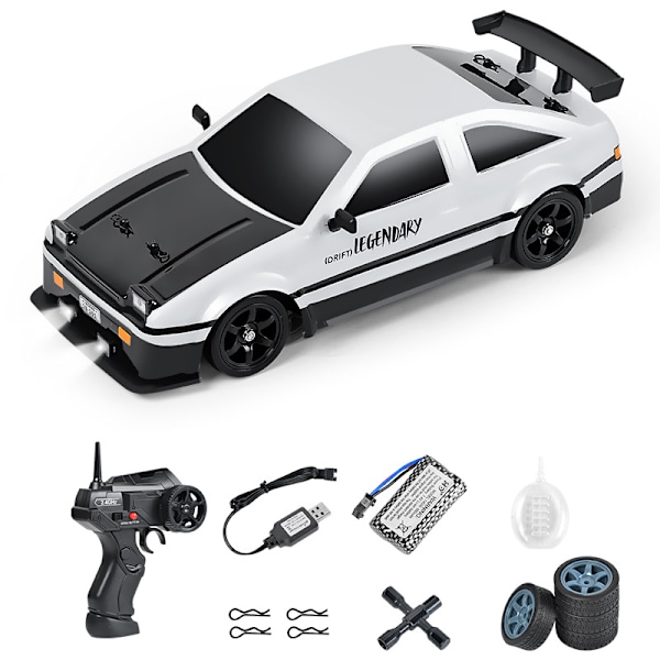 16a04 1/16 Rc Driftausauto Simuloitu Neliveto Led-valolla Rc-auto Lelu Yli 6-vuotiaille Viihdekäyttöön - valkoinen