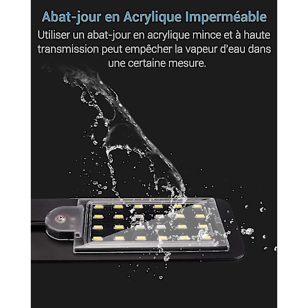 Ultra-lille LED-lampe til små akvarier, Mini akvariumsklipslys, med 24 hvide LED'er, til 30-40 cm akvarier, 10w (sort)