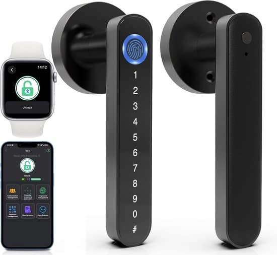 Smart Lock, 5-in-1 Electronic Lock with Fingerprint, Password, Card, and Bluetooth