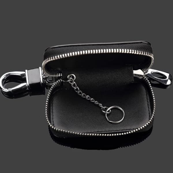 2-piece Leather Key Cover for Car Key - Black and Brown