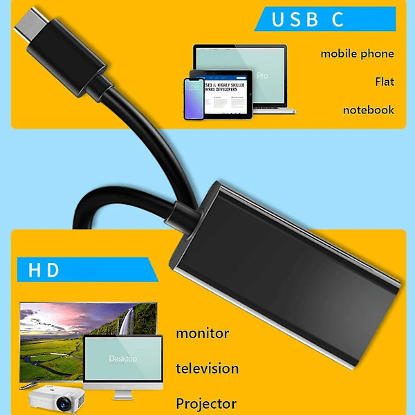USB-C till HDMI-kompatibel adapterkabel Typ C till 4K HDTV-konverteringskabel USB 3.1 för projektor PC MacBook Pro Laptop Tablet HUAWEI