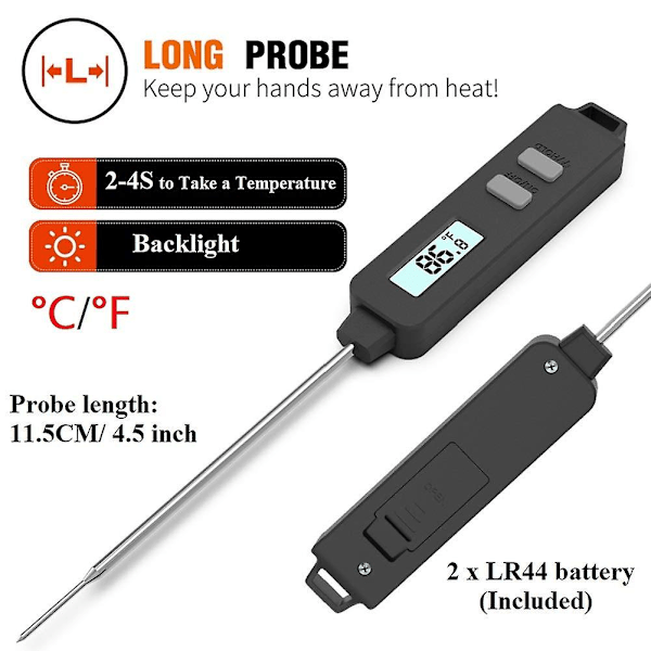 Digital Kötttermometer med Bakgrundsbelysning - för Kök, Utomhusmatlagning, Grillning