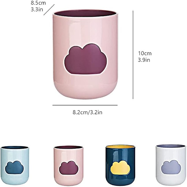 Plastmugg, 4 st tandborstmugg munsköljningskopp resemunsköljningskopp molnmönsterdesign för picknickar, utomhus- och hemmafester (4 färger)