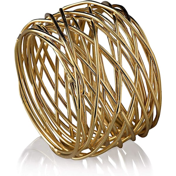 Håndlavede Guld Runde Mesh Servietringe Holder Til Spisebord Fester Hverdag, Sæt Med 6 (guld, 6)