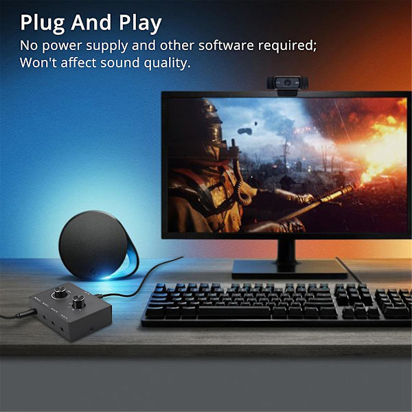 4-vejs 3,5 mm Jack Audio Switch Stereo Bi-Directionel Audio Switch Splitter Box 4 ind 1 ud Hovedtelefon